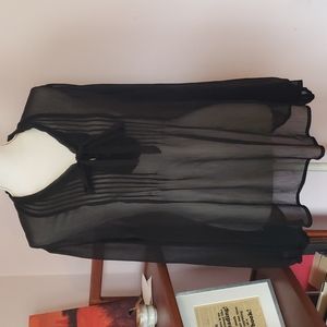 Lane Bryant tie collar sheer black shirt